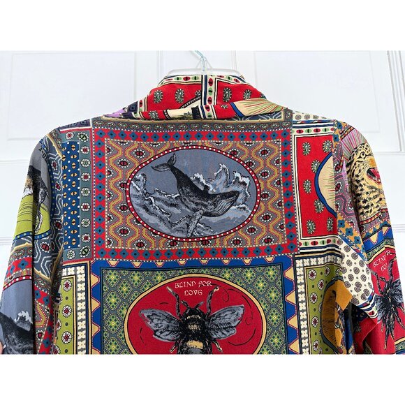 Gucci Animal Print Silk Top Blouse Tie Neck Tiger Bohemian Psychedelic 2017 38 - Picture 10 of 16